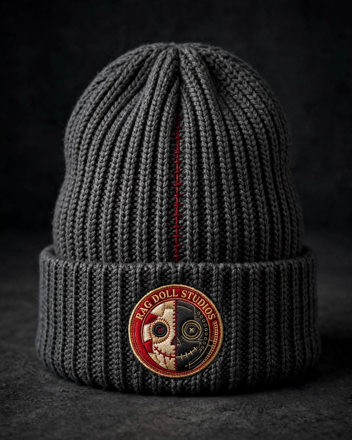 Charcoal Rag Doll Studios embroidered beanie