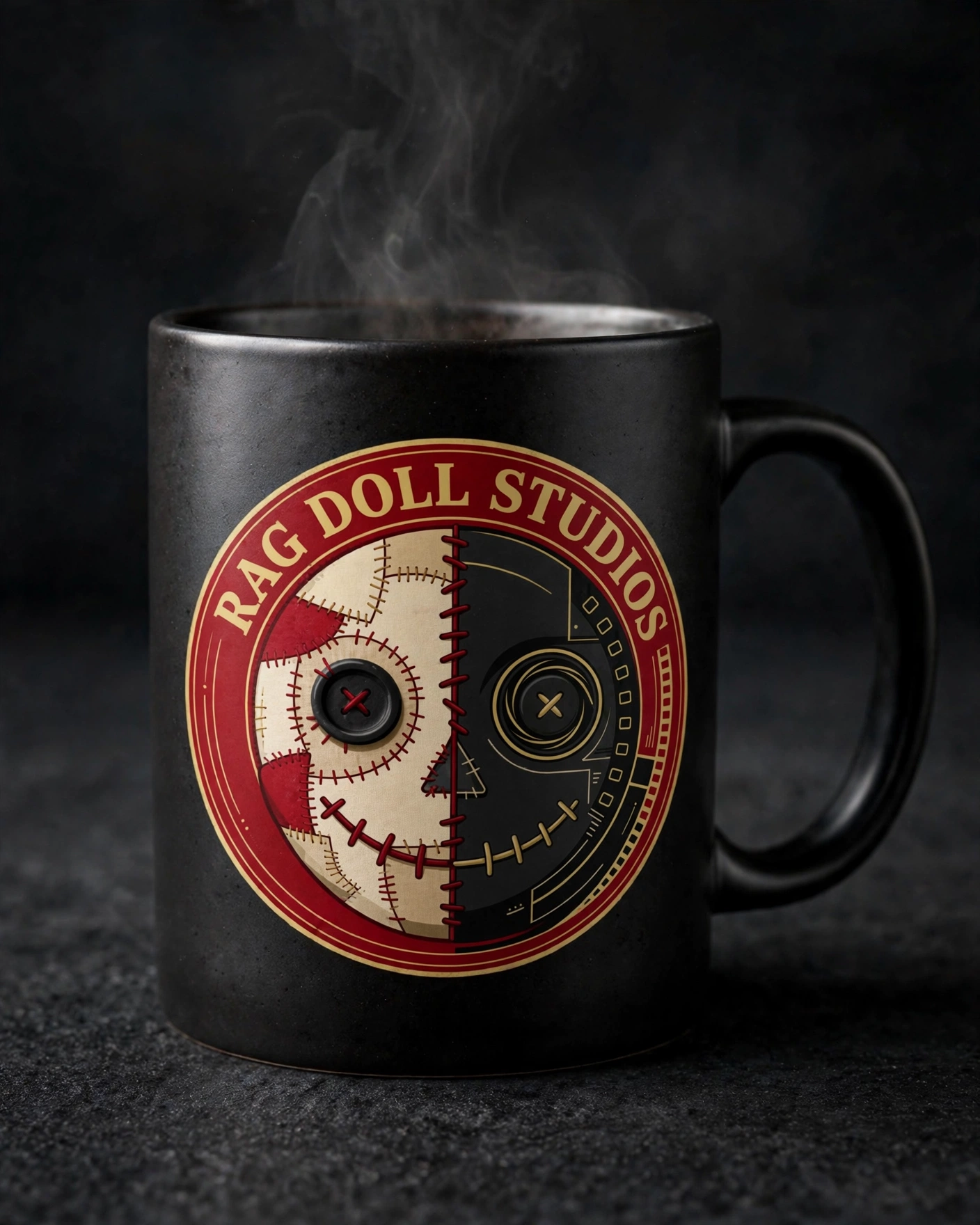 Black Rag Doll Studios ceramic mug